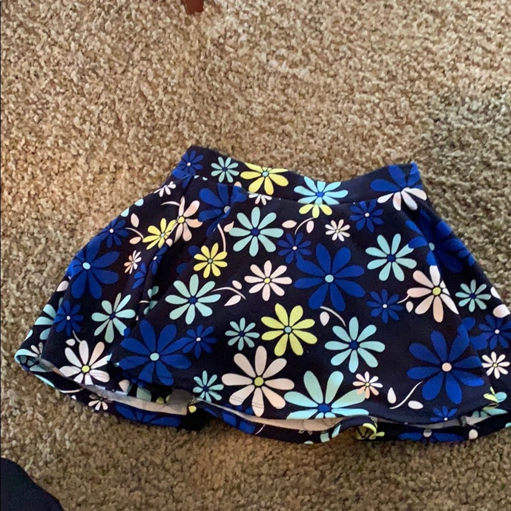 A flowered silky skater skirt